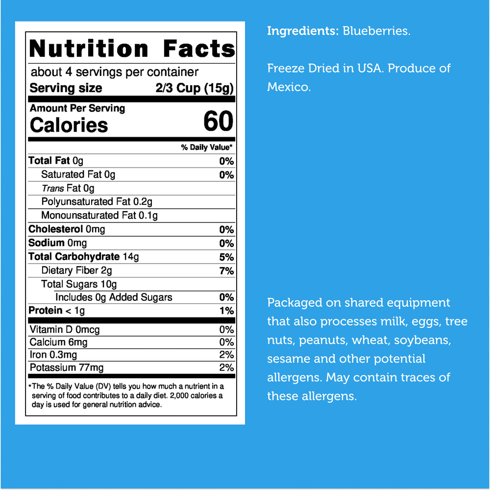 Freeze Dried Blueberry Blueberries Nutrition Facts Large Bag