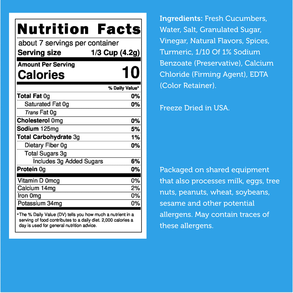 Freeze Dried Pickle Chips Candied Large Nutrition Facts