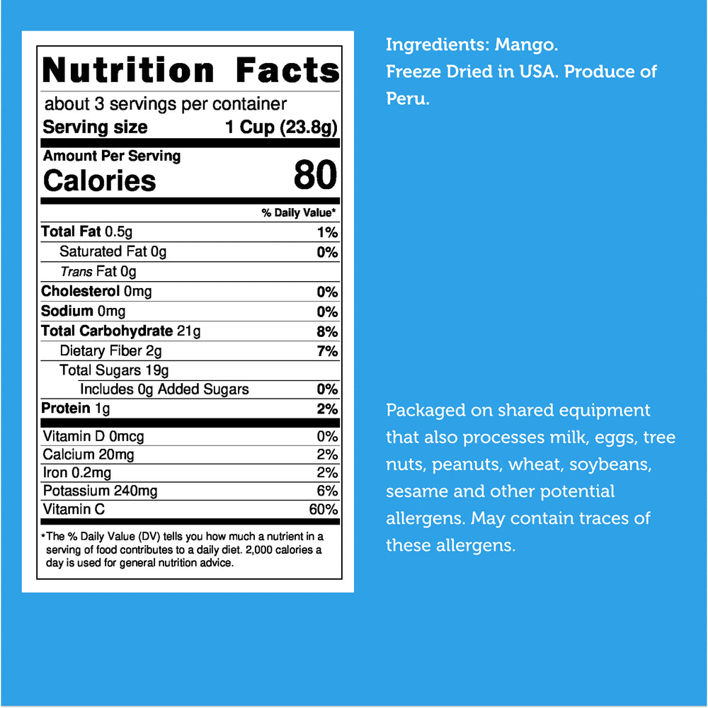 Freeze Dried Mango Bag Nutrition Facts Large Bag