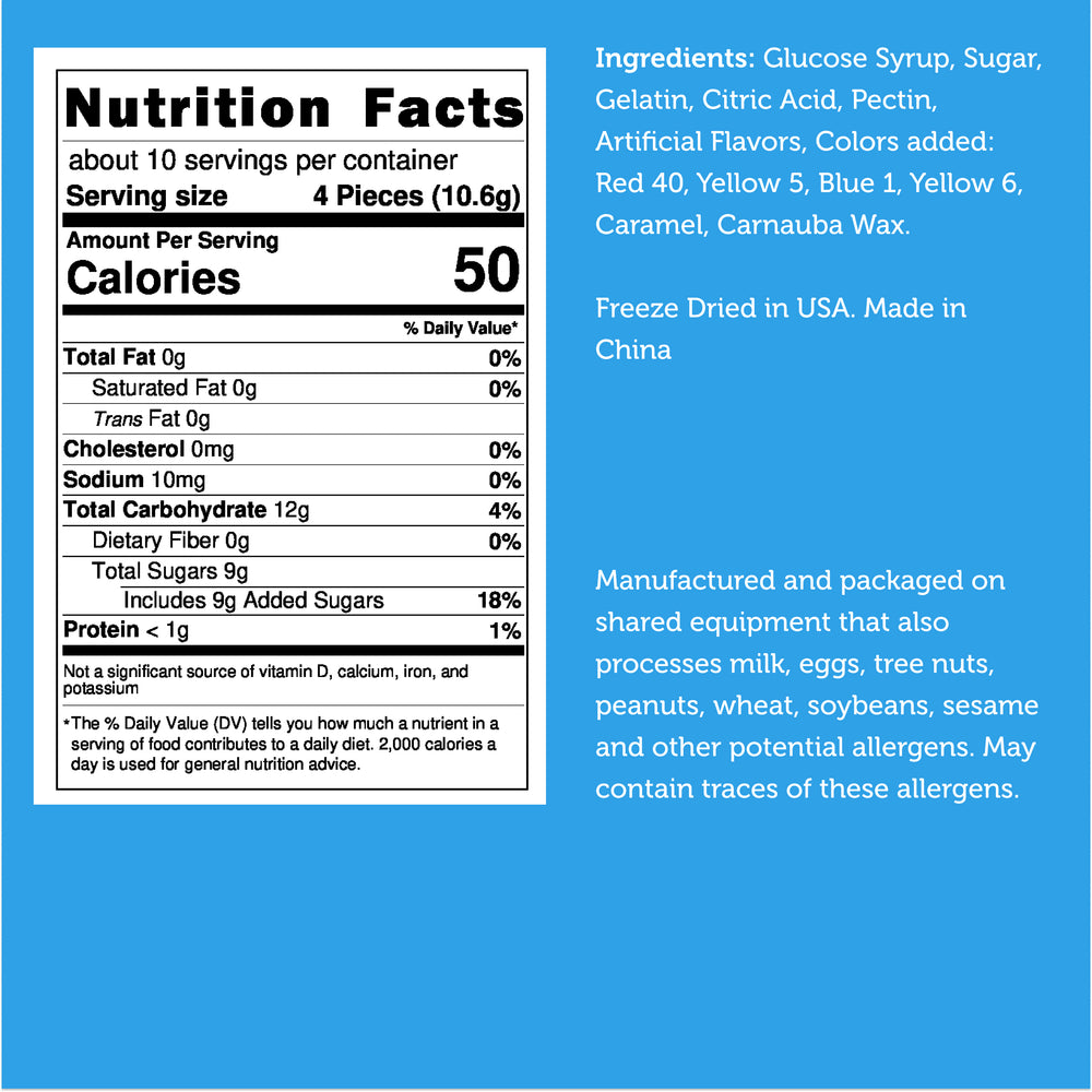 Freeze Dried Pizza Gummy Nutrition Facts Large 