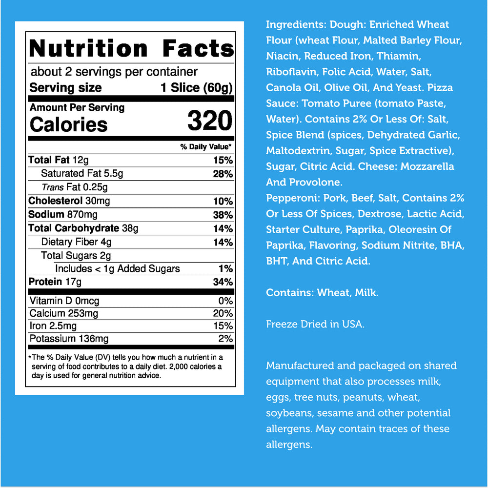 Freeze Dried Pizza Pepperoni Nutrition Facts