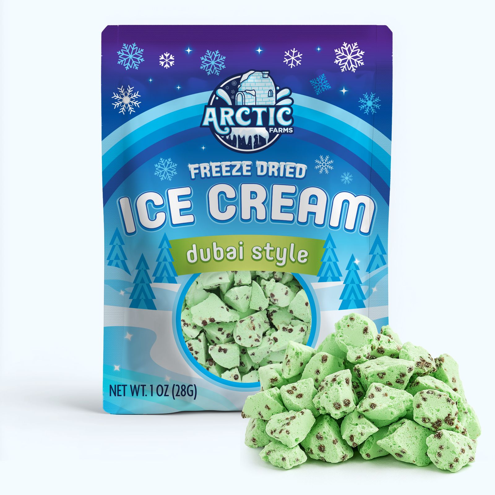 Freeze Dried Ice Cream That Does Not Melt (Bits) Dubai Style Chocolate Pistachio