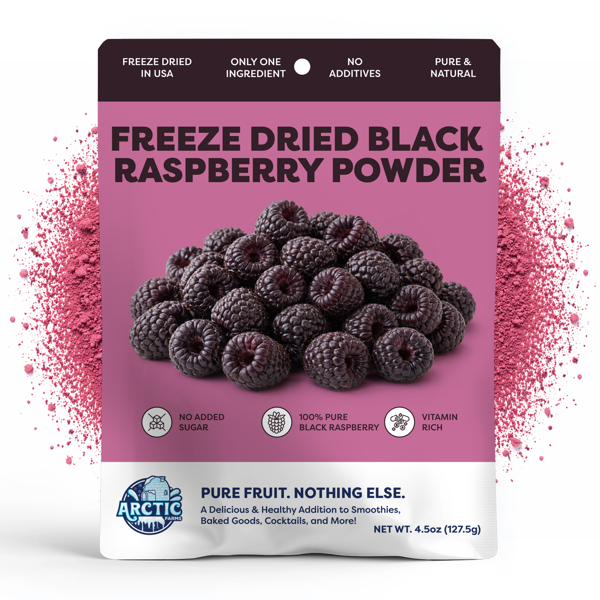 Raspberry Poder Freeze-Dried Black Raspberry Powder | Arctic Farms
